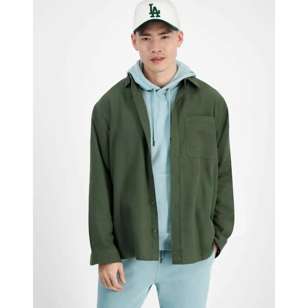 Mode of One Mens Relaxed Fit Flannel Shirt Wild Ivy Green 100197730MN Large NEW